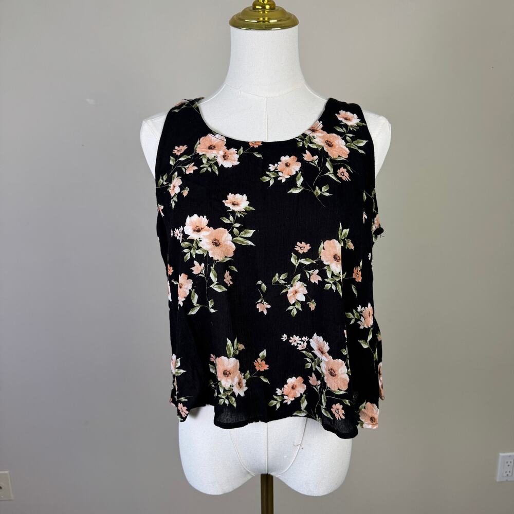 Forever 21 Floral Sleeveless Oppn Back Tank Top US Women's M